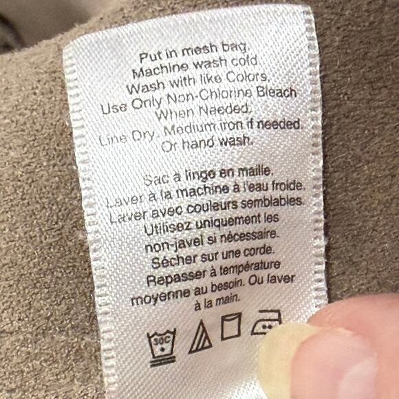 Coldwater Creek 1X Taupe Laser Cut Faux Suede Waterfall Cardigan Sweater Jacket - Picture 10 of 10